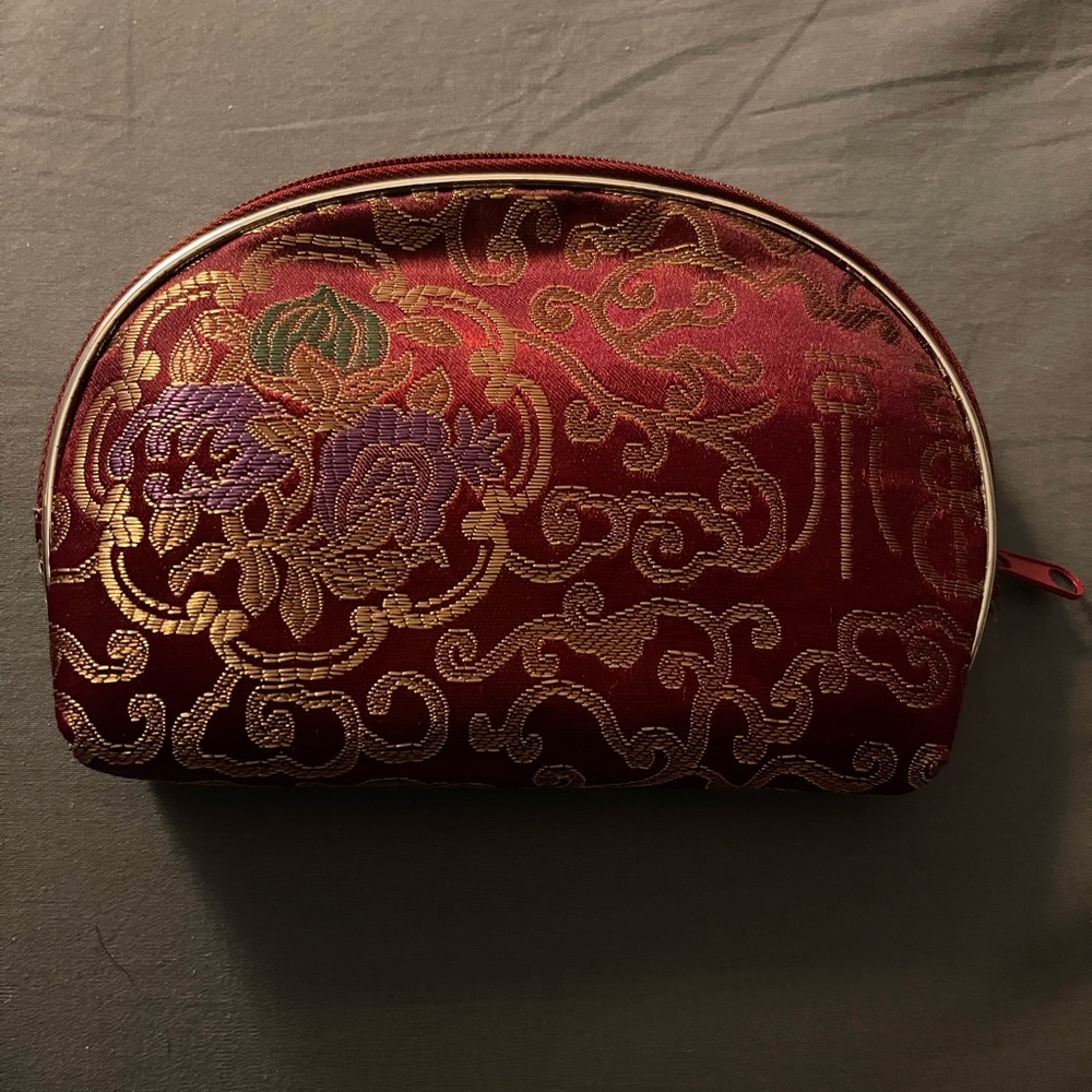 Red and Gold Asian design small make up bag.